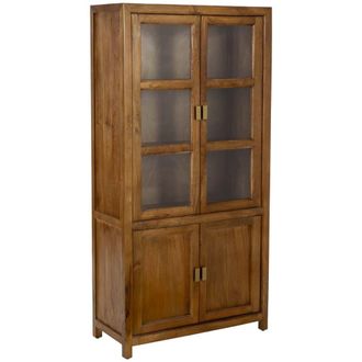 Wanderlust Deco Vitrina de madera marr&oacute;n 4 puertas 90x40x180h cm