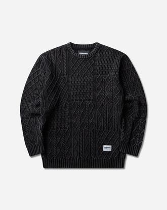 Neighborhood Men s Washed Block Cable Sweater Black