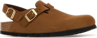 Birkenstock Womens Camel Leather Tokyo Slippers Tokio Hex Mink, Nubuck Flat Shoes