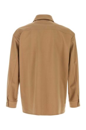 Valentino Garavani Mens Camel Twill Shirt Lightcamel Exterior: Cotton Camicie