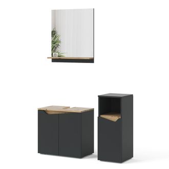 Vicco Conjunto De Muebles De Ba&ntilde;o Marelle, Antracita, 3 Piezas, Con Armario Midi