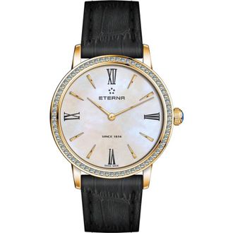 Eterna Eternity Lady Quartz - Dames - Horloges - Zwart - ONE Size - Leer - Accessoires
