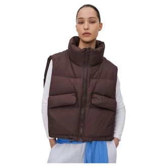 Estro & Luminara Vests, female, Brown, Size: S Short Puffer Vest with Zipper & Down Filling