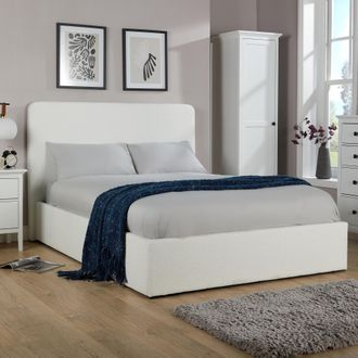 Home Source Industries Ottoman Upholstered Storage Bed Gas Lift Cream Boucle Finish | Size: King
