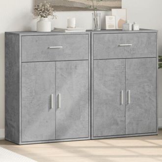 vidaXL Credenze 2 pz Grigio Cemento 60x30x84 cm in Legno Multistrato - Vidaxl