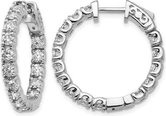 Diamond2Deal 14k Gold 2 3/4 ct Lab Grown Diamond Patented Safety Clasp In and Out Hoop Earrings VS Clarity, D-E Color