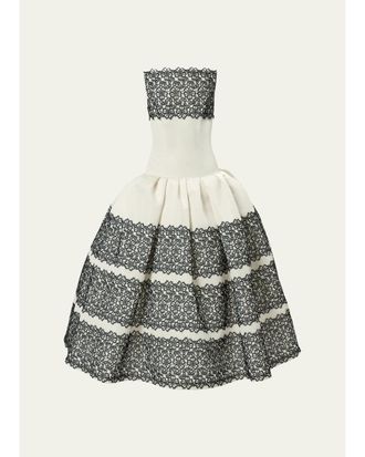 Carolina Herrera Strapless Guipure Lace Gown