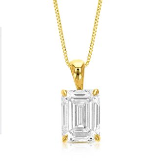 Vir Jewels 2 cttw Emerald Lab Grown Diamond Solitaire Pendant Necklace in 14K Gold with Chain For Women