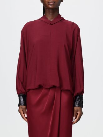 Hanita Draped Viscose Blouse with Sequins and Long Sleeves