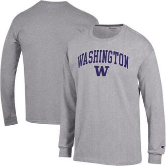 Champion Mens Champion Heather Gray Washington Huskies Arch Over Logo Long Sleeve T-Shirt at Nordstrom, Size Xx-Large