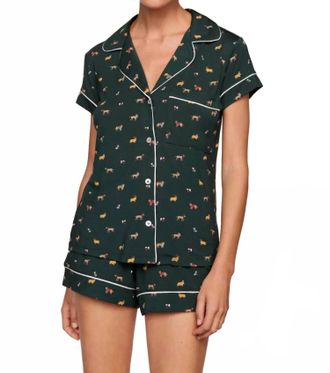 Eberjey Gisele Printed Short Pajama Set In Holiday Dogs