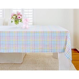 Solino Home Linen Tablecloth for Dining Table, Holiday and Everyday Dining Table Decor - Gingham Check in Pastel Gingham at Nordstrom, Size Xx-Large