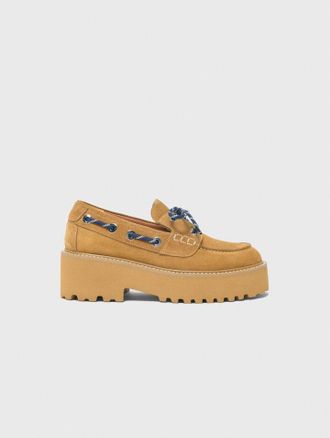 Maje Suede Platform Boat Shoes - Brown - Maje