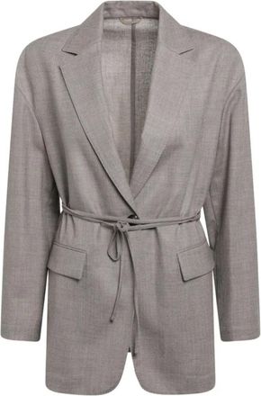 Brunello Cucinelli Giacca - Dames - Blazers - Beige - M - Wol - Jassen