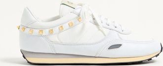 Valentino Garavani Stud Up Trainer In Leather And Nylon Man WHITE 40.5