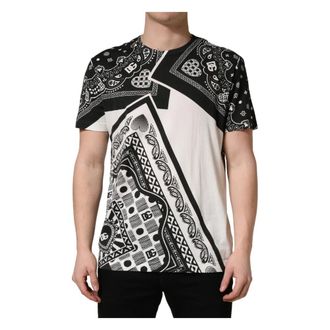 Dolce & Gabbana T-Shirts, male, Multicolor, Size: 3XL Bandana Cotton Crew Neck T-shirt