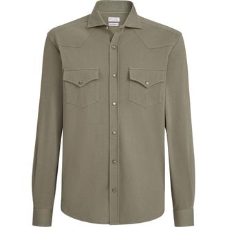 Brunello Cucinelli Piqu&eacute; shirt in Military at Nordstrom, Size Xxx-Large Eu