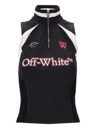 Off-white Black Sleeveless Polo Top