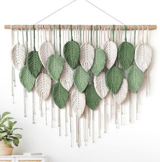 OEM Tapiz Bohemio De Macram&eacute; De Gran Tama&ntilde;o, Tejido A Mano, Con Borlas Y Un Motivo De Hojas. Decoraci&oacute;n De Pared Bohemia Para Dormitorio, Sala De Estar, G