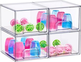 Sorbus Stackable Clear Acrylic Set Of 4 Storage Drawers