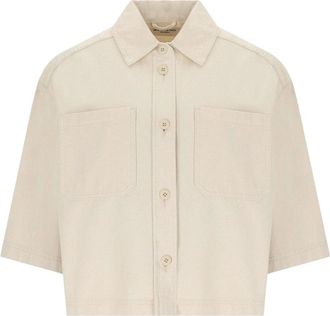 Max Mara Terra Cropped Shirt Jacket - Dames - Overhemden - Beige - XS - Katoen - Overhemden