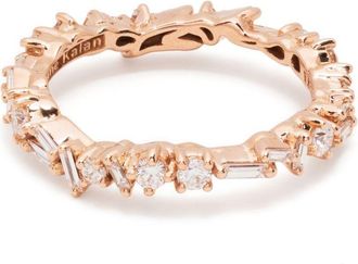 Suzanne Kalan 18K Rose Gold Thin Mix Diamond Ring - Womens - 18kt Yellow Gold