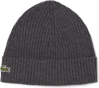 Lacoste Wool Cuff Beanie in Pitch Chine at Nordstrom