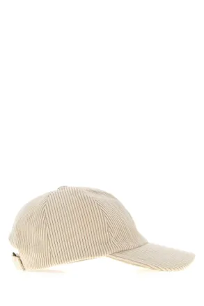 Moncler Womens Baseball Stretch Corduroy Cap Beige Polyester Nylon Elastane