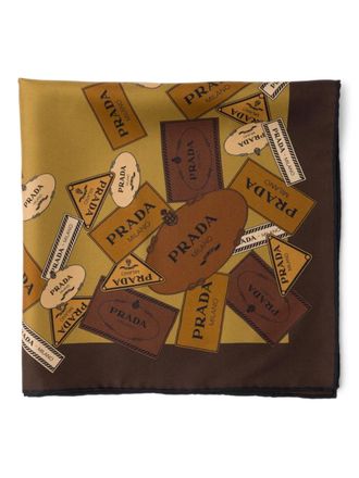 Prada Heritage-print twill scarf - Brown