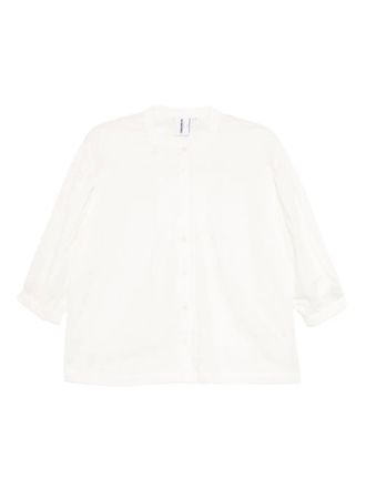 Chocoolate long-sleeved shirt - women - Cotton/Flax - S - White