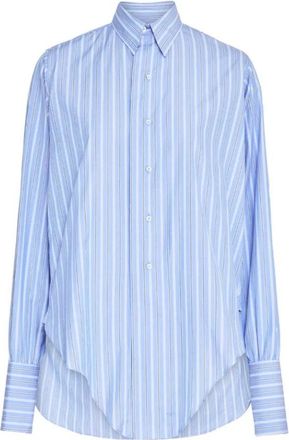 Maison Margiela Gestreepte katoen poplin overhemd - Dames - Overhemden - Blauw - S - Katoen - Overhemden