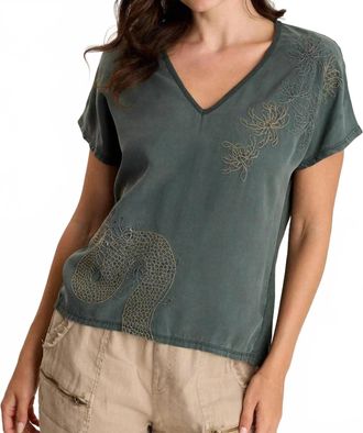 Xcvi Jolina Embroidered Top In Silken Pine