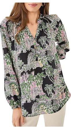 Lilly Pulitzer Elsa Top Womens Blouse Onyx Pb Anniversary Toile : XXS, Silk