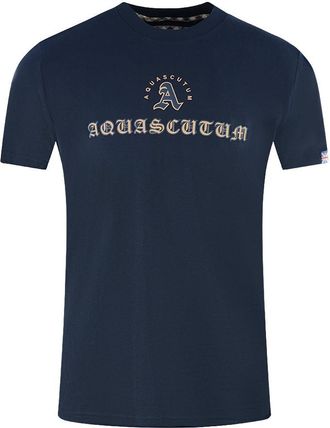Aquascutum Unisex Adult Script Logo T-Shirt (Marineblauw)