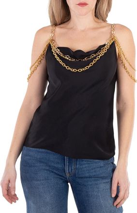 Paco Rabanne Ladies Black Top Embellished With Eight Signature Chain