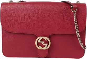 Gucci Pre-owned Shoulder Bags, female, Red, Size: ONE SIZE Pre-owned Interlocking Medium Shoulder Bag