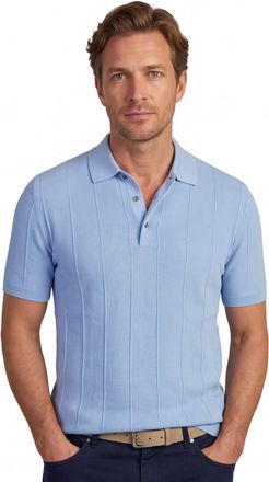 Baileys Korte mouw polo Baileys lichtblauw knitted textuur strepen 3 knoop
