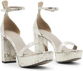 AllSaints Ziggy Snakeskin Embossed Platform Sandal in Metallic Gold at Nordstrom Rack, Size 9Us / 39Eu