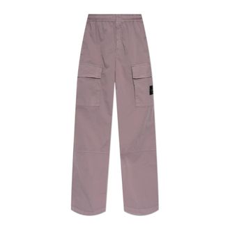 Stone Island Straight Trousers, male, Purple, Size: W30 Cargo Pants with Logo Patch