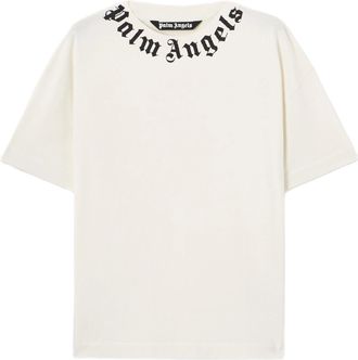 Palm Angels Classic White T-Shirt With Signature Neckline Logo