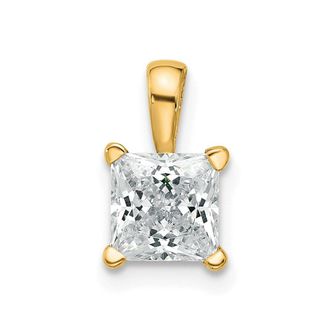 Diamond2Deal 14k Yellow Gold 1 Ct Princess Cut Lab Grown Diamond Pendant