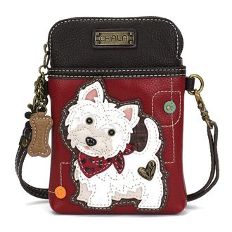 Chala Crossbody Cell Phone Purse-Women Canvas Multicolor Handbag with Adjustable Strap, Westie - Burgundy, One Size, Modern