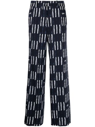 Off-white Shibori graphic-print wide-leg trousers - Blu