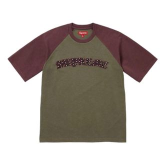 SUPREME SS26 Rhinestone Raglan S/S T-Shirt Olive SUP-SS26-135-GRN