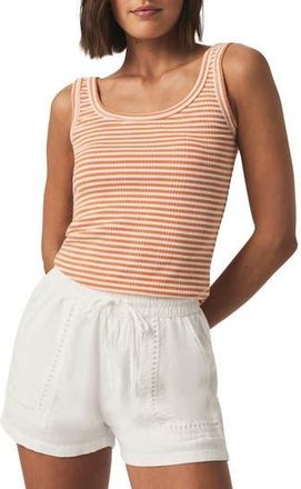 Splendid Lina Stripe Rib Cotton Blend Tank in Orange Tiger Stp at Nordstrom Rack, Size X-Large
