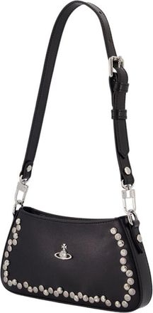 Vivienne Westwood Womens Tasha Shoulder Bag - Vivienne Westwood Leather Black Calfskin Shoulder-Hobo-Bags