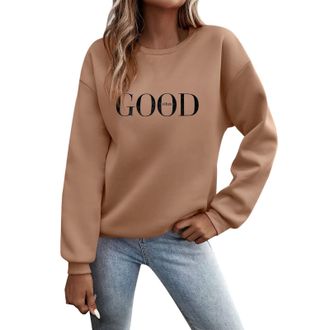 Generic Womens Crew Neck Long Sleeve Sweatshirt Printed Good Vibes Graphic Casual Pullover Tops women top