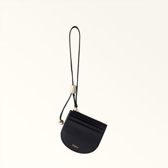 Furla Laura Card Case S Nero Black Textured Leather Woman