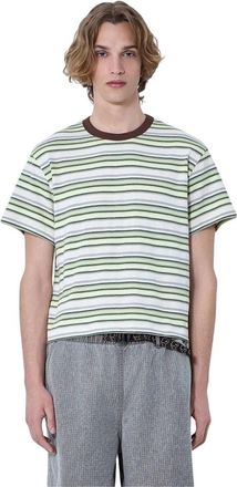 Brain Dead Looped Stripe T-Shirt - Heren - T-shirts - Groen - 2XL - Katoen - Tops