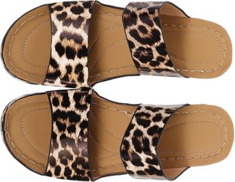 SOLUSTRE Leopard Print Women Wedge Sandals Casual Summer Shoes Breathable Non-slip Thick Sole Stylish Beach Party Footwear for Outdoor and Daily Wear